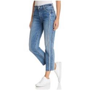 7 for All Mankind Edie Womens Frayed-Seam Skinny Straight Crop Jeans